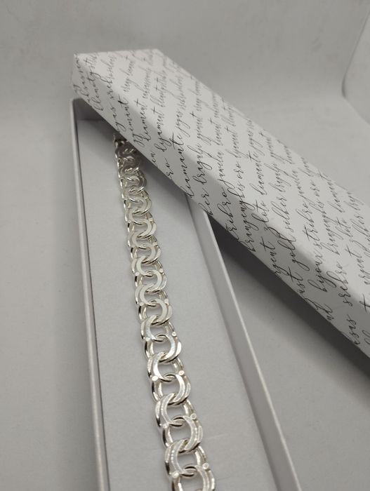Srebrna bransoletka, Garibaldi, próba 925, długość 22 cm