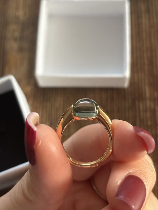 Pierścionek w kolorze zielonym – pozłacanym, rozmiar 6 mosiądz