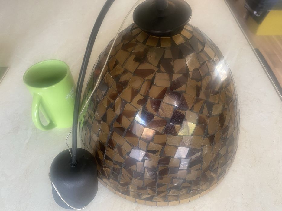 Lampa witrażowe  mleczna- czekolada