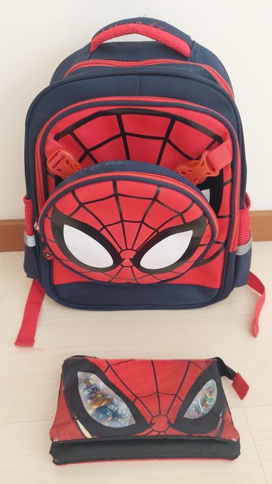 Mochila, lancheira e estojo Homem Aranha Spiderman, conjunto