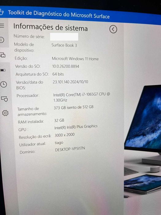 Surface Book 3 32Gb - A funcionar
