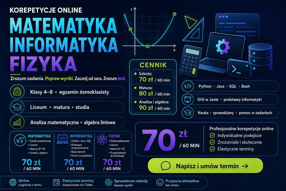 Korepetycje z matematyki/fizyki/informatyki