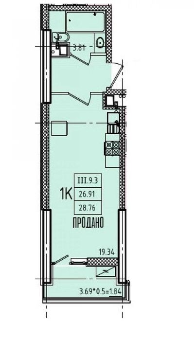 Студия в Аркадии ЖК Эллада Торг