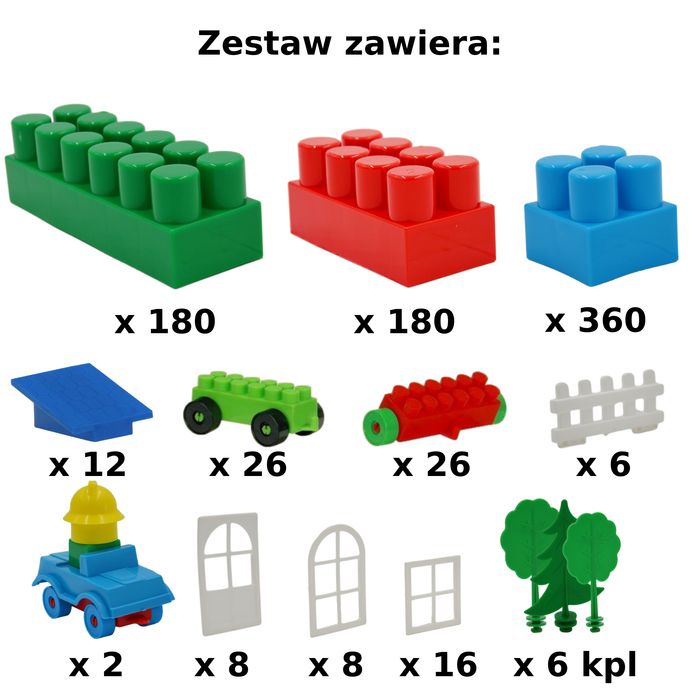 Klocki Konstrukcyjne W Kuferku Pirackim Dużym Pastelowe 1000 Elementów