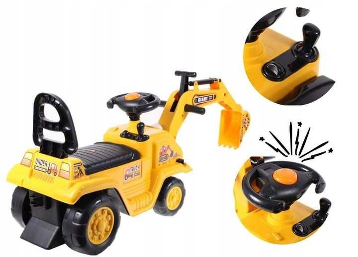 Duży jeździk koparka dla dzieci z nocnikiem