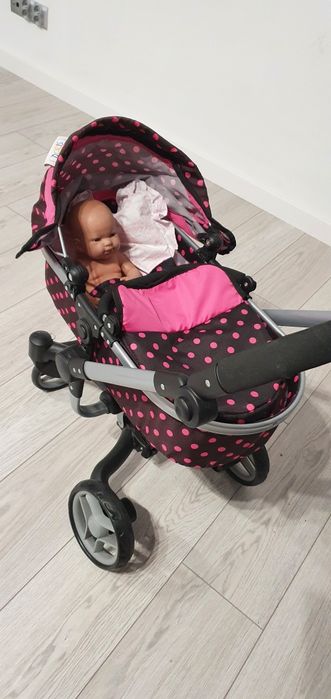 Zestaw hiszpańska lalka z wózkiem i ubrankami