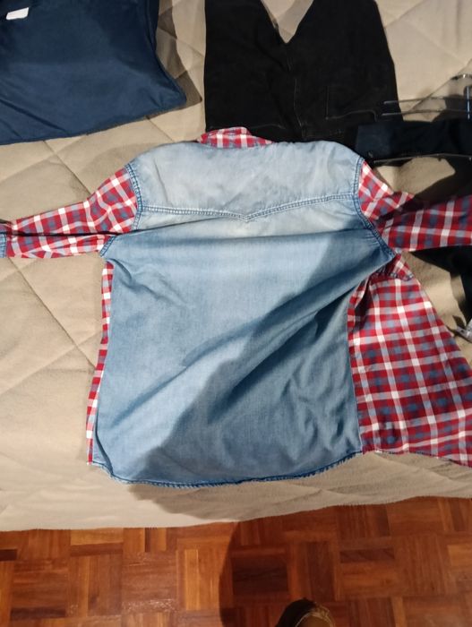 Camisa de Xadrez vermelha e azul de Homem tamanho 38