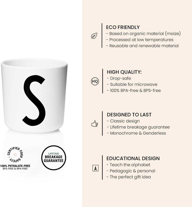 Kubek edukacyjny Design Letters 175 ml - Litera S