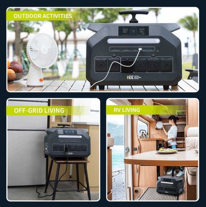 Estação Energia Solar IEETek 2400W/4800W MPPT 800W 2048Wh BT e WI-FI