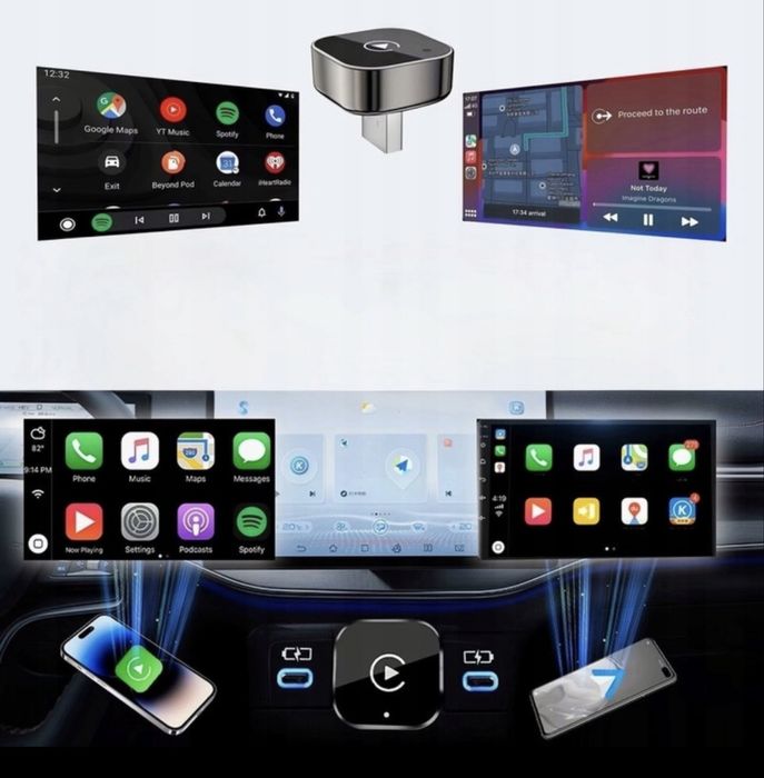 Bezprzewodowy Adapter CarPlay iPhone iOS Android Auto Wifi 5GHz