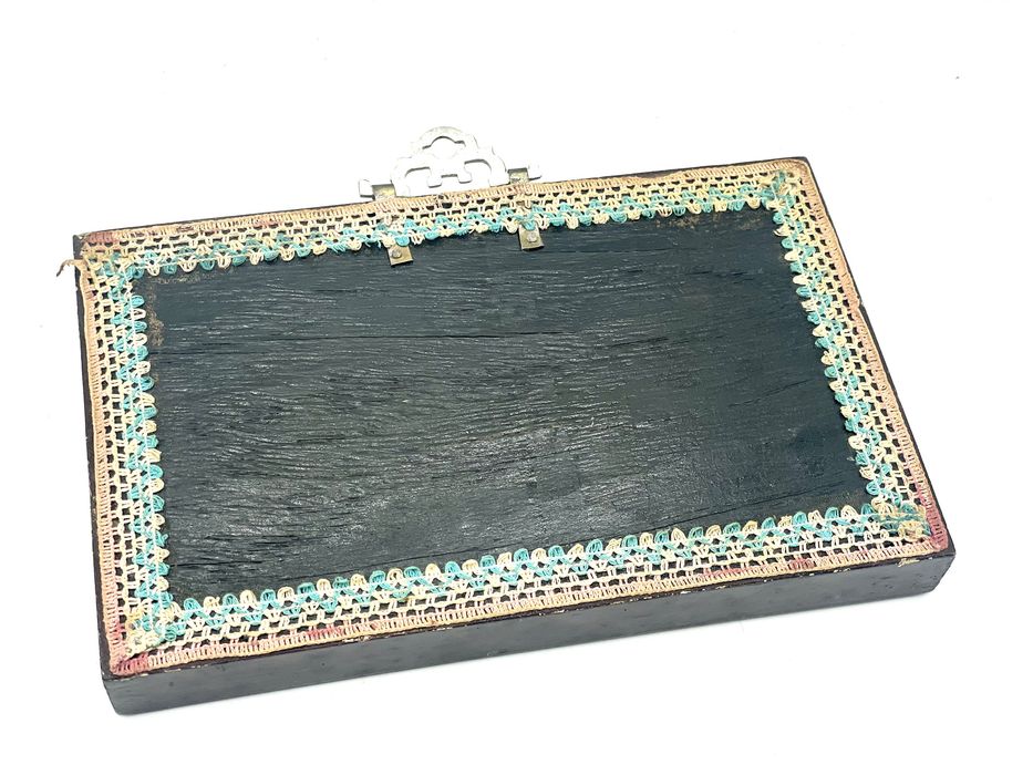 Quadro placa asiatica chinesa com escultura em prata ou metal
