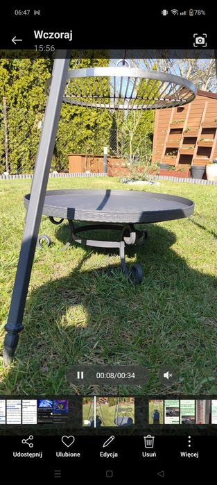 Grill ogrodowy kuty z rusztem z nierdzewki 65 cm