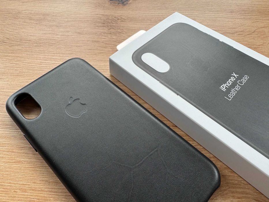 Etui Apple iPhone X Leather Case Black [NOWE | PEŁEN ZESTAW]