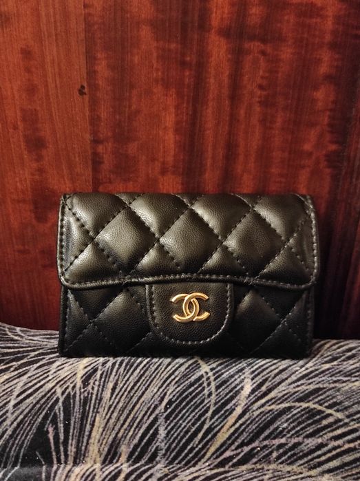 Кошелёк Chanel Шанель стёганый черный, премиум качество