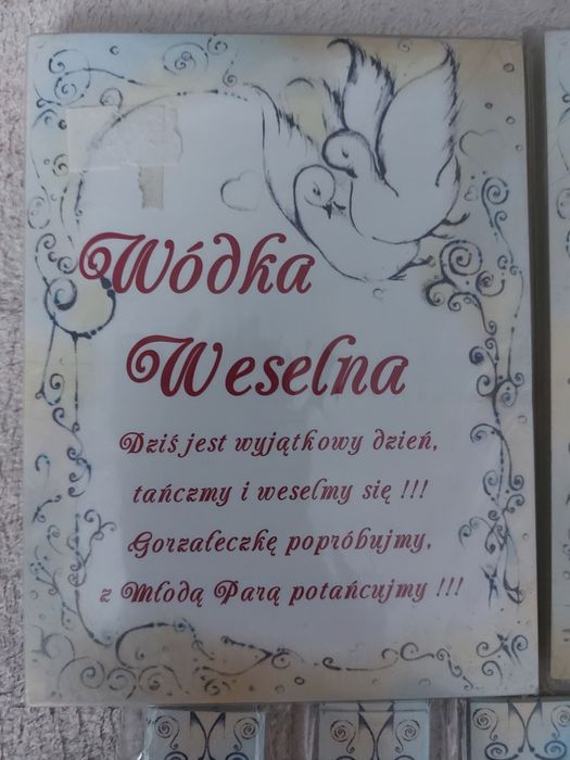 Komplet naklejek na alkohol weselny +banderole