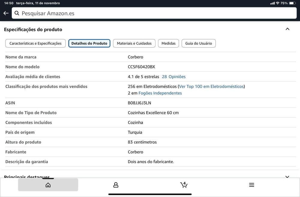 Fogão a gás novo ( dentro da caixa )