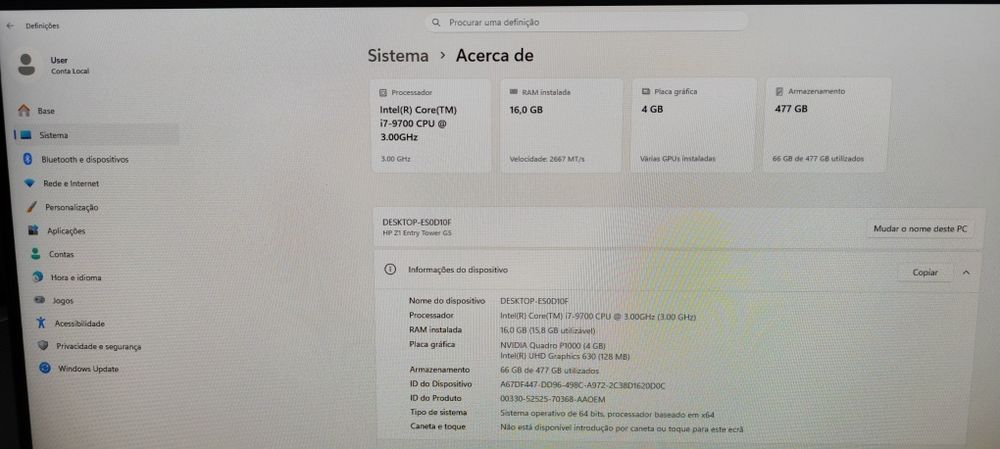 Computador i7 16GB SSD 1TB HP Workstation Z1