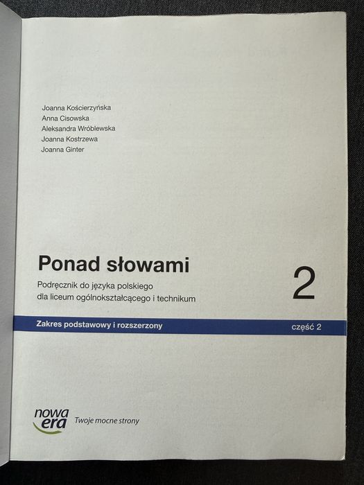 Ponad Słowami 2 Część 2 Zakres podstawowy i rozszerzony