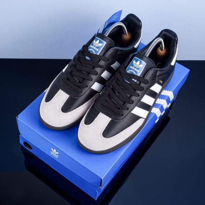 (1903) Акція! Кросівки кеди Adidas Samba сірі з чорним (42 43 44) адідас
