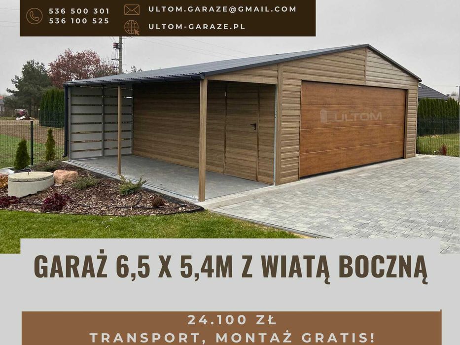 Garaż blaszany, blaszak, brama segmentowa, PREMIUM ULTOM