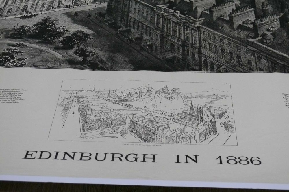 Reprodução impressa de Mapa de Edimburgo de 1886