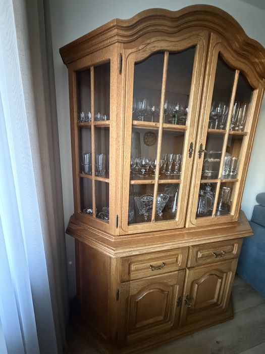 Zestaw mebli drewnianych  dębowych stan dobry+  Lampa gratis !