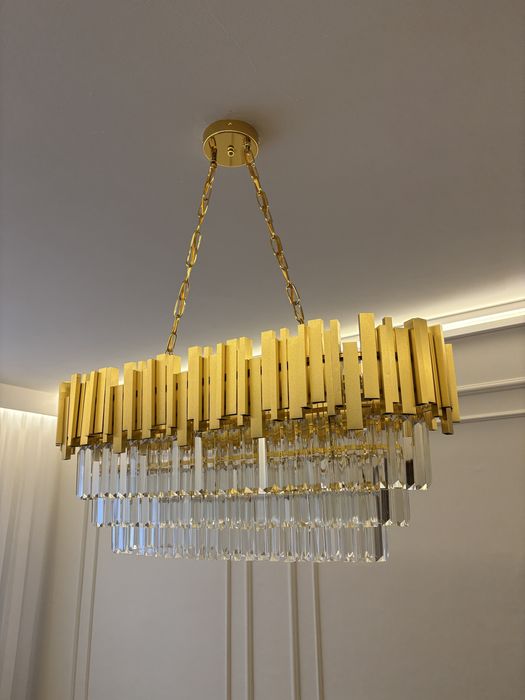 Żyrandol lampa wisząca złota glamour kryształy nowa w kartonie