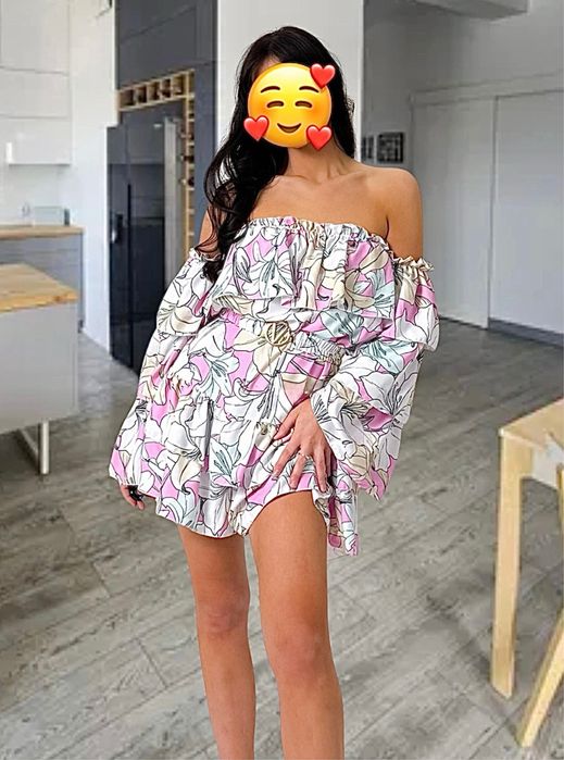 Kombinezon w kwiaty hiszpanka z paskiem calia (Nowy)