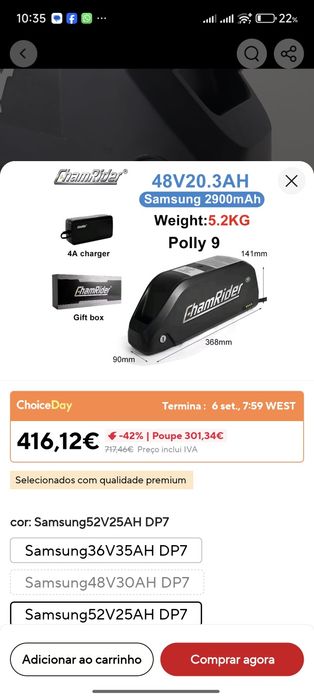 Bateria bicicleta elétrica