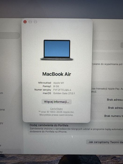 Macbook M1 Air 8/256