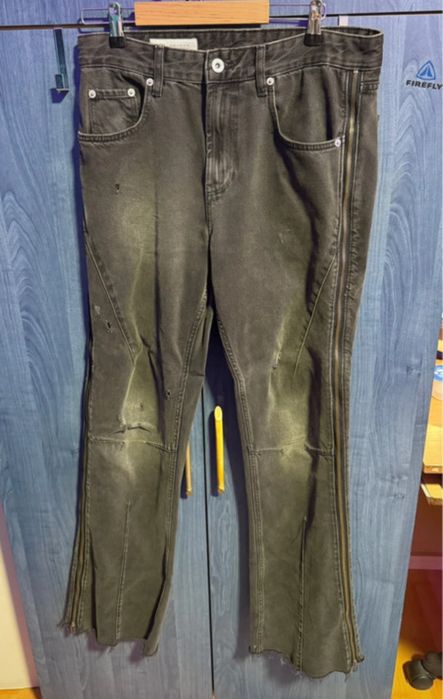 zara flared zip  jeans