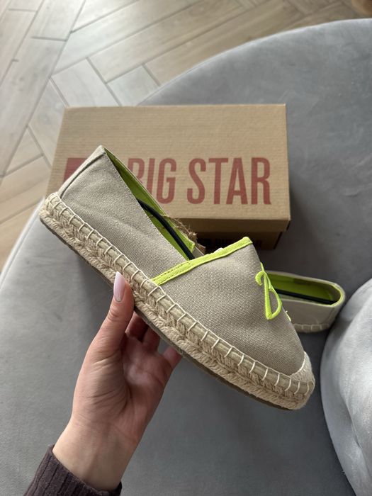 Big Star Lekkie Oryginalne Espadryle Damskie Pleciona Podeszwa Beżowe