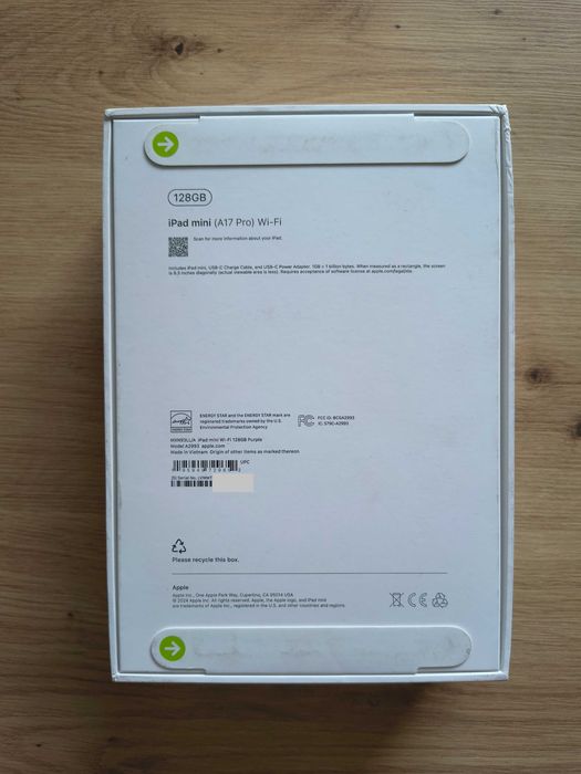 Tablet Apple iPad mini A17 Pro 128 GB Wi-Fi – Purple Nowy, USA