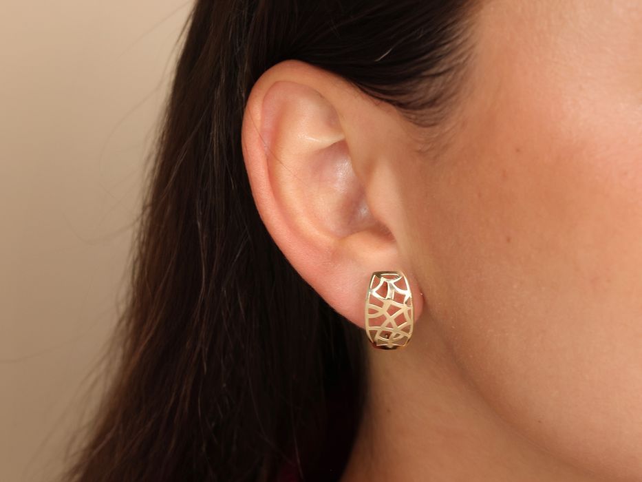 Złote kolczyki nowoczesne ażurowe PR 585