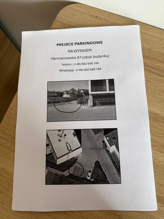 Do wynajęcia miejsce postojowe  zewnątrzne Kuzniki Hermanowskiej