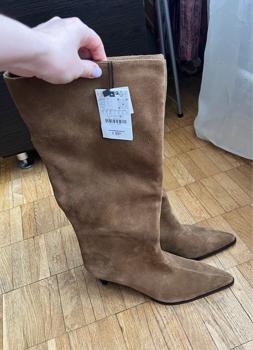 Замшеві чоботи Zara 40-41 розмір