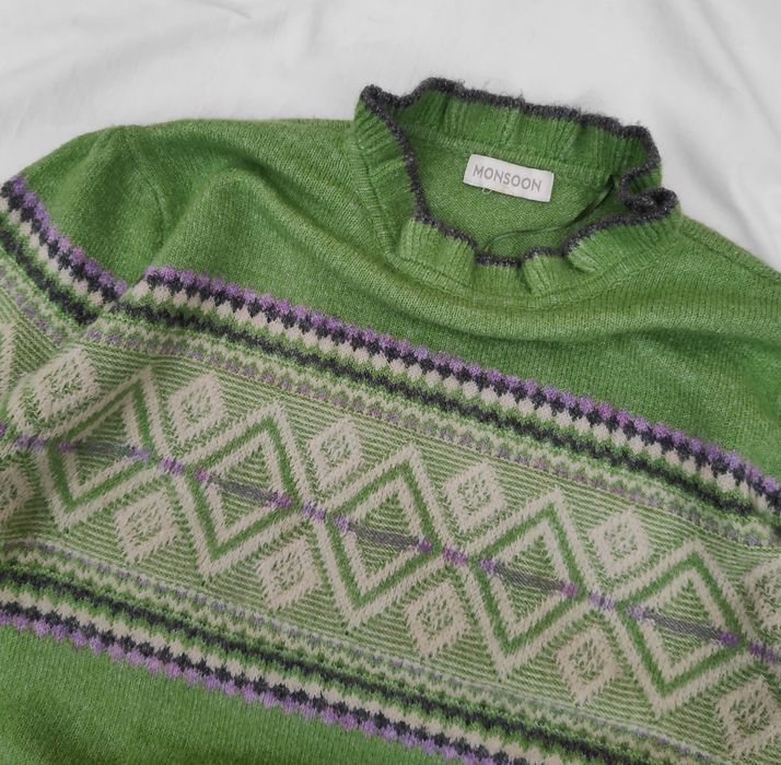 Зелений светр із візерунком monsoon джемпер fair isle кофта