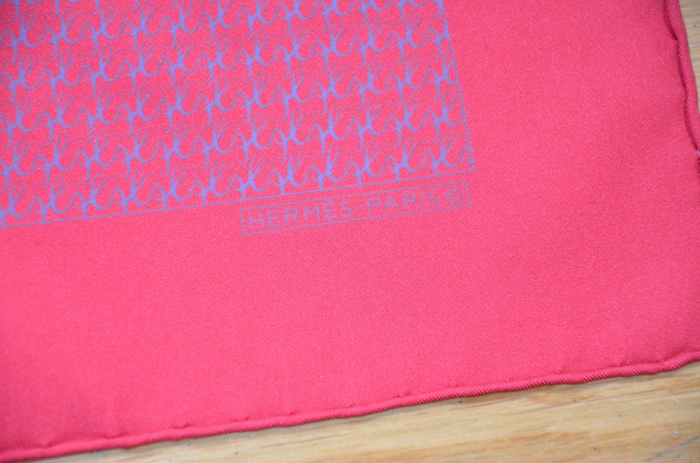 bordowa chusta Hermes 100% silk jedwab