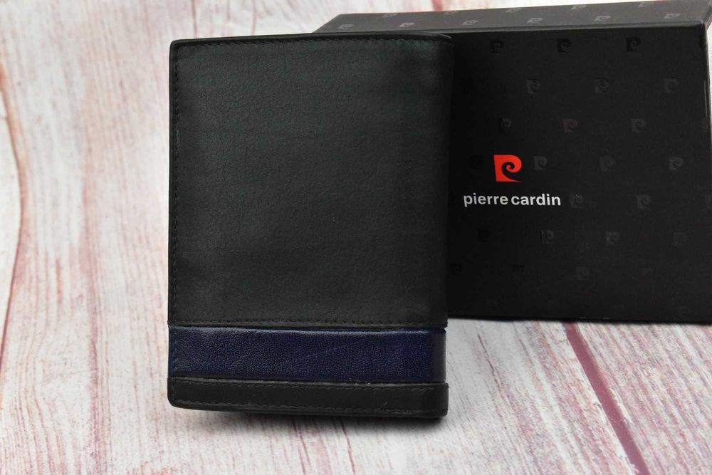 Pierre Cardin nowy portfel męski skóra naturalna nero blue