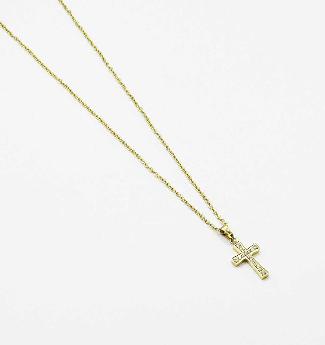 Naszyjnik celebrytka stal chirurgiczna Blueberry krzyżyk cyrkonie G87