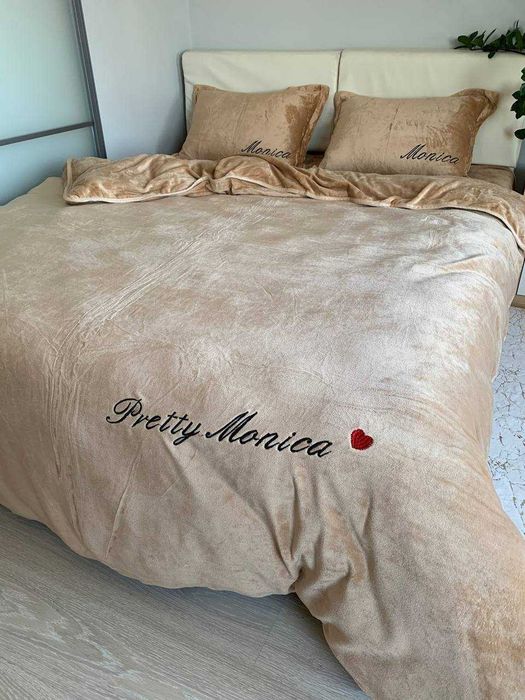 Велюрова постільна білизна Моніка Євро Тепла постільна білизна