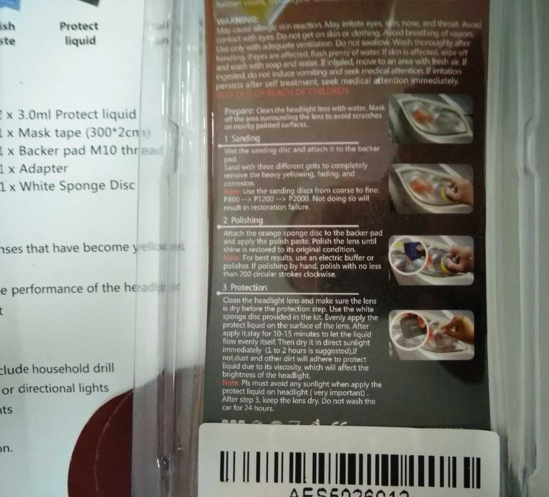 Kit conjunto para polir acrílico de óticas, farol, restaurar o brilho