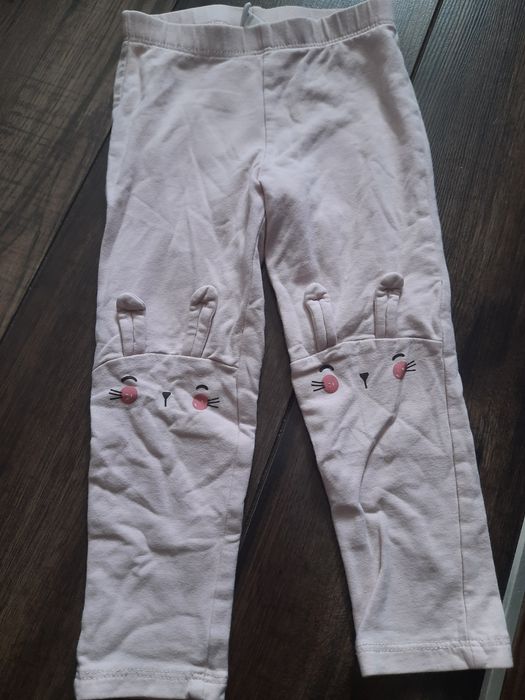 Spodnie legginsy z meszkiem H&M 98 kotek uszka różowe pudrowe