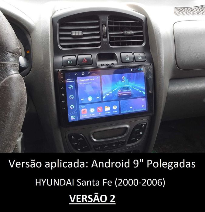 (NOVO) Rádio 2DIN 9" • Hyundai SANTA FE (2000 a 2012) Android [4+64GB]