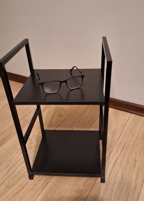 Regał dwupoziomowy półka szafka nocna nowa stabilna czarna