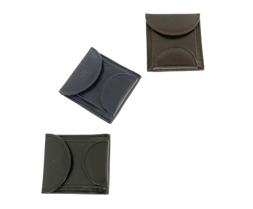 Mały męski portfel skórzany bilonówka banknotówka slim granat