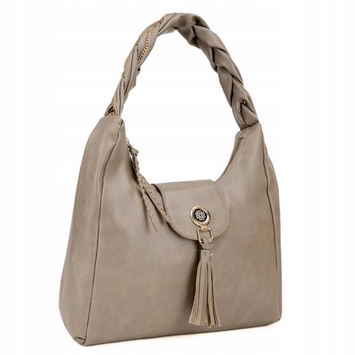 Torebka Monnari damska shopper worek A4 beżowa elegancka BAG5050