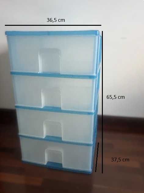 Móvel de Arrumação com 4 Gavetas,  Plástico Rígido