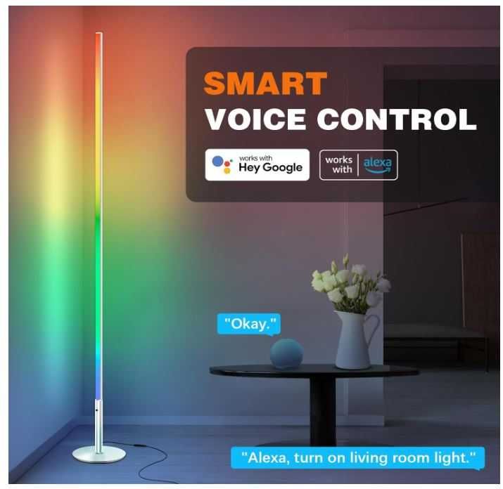 Inteligentna lampa podłogowa 147cm Wifi sterowanie pilotem/aplikacją