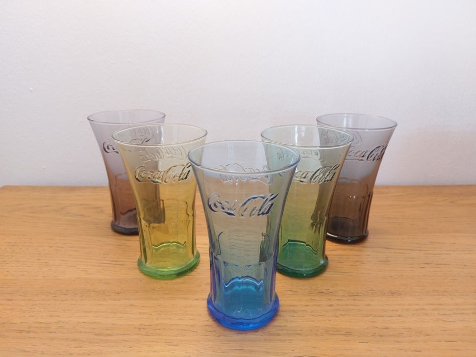 Conjunto de 5 Copos Coca-Cola Coloridos (Coleção McDonald's)